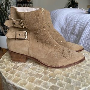 Zara Suede Gold Studded Booties